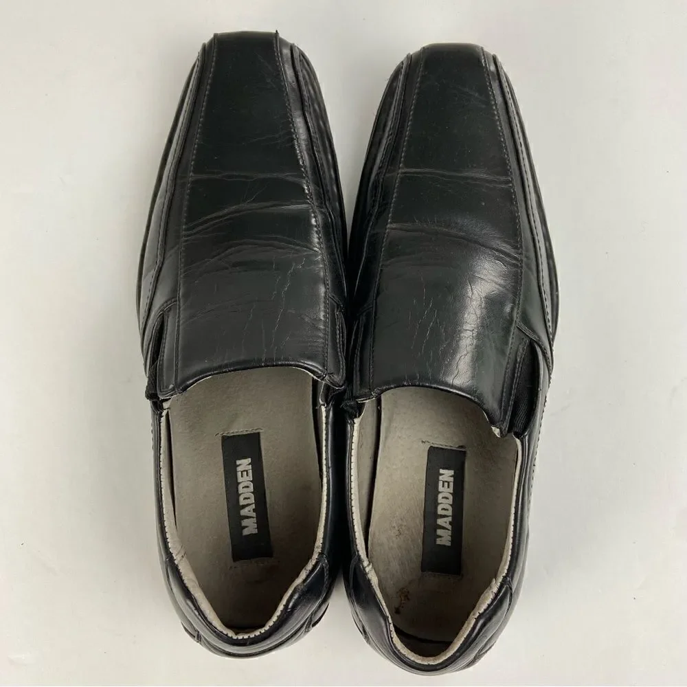 Steve Madden Men’s Leather Loafers Black Size‎ 11.5 Contemporary Minimalist